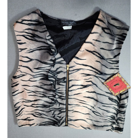Saddle River Womens Tiger Print Vest Velour Medium NWT - Picture 1 of 7
